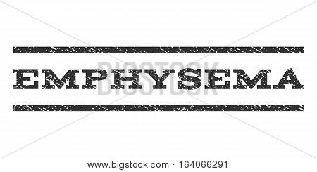 Emphysema watermark stamp. Text caption between horizontal parallel lines with grunge design style. Rubber seal gray stamp with unclean texture. Vector ink imprint on a white background.
