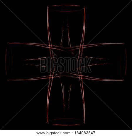 Abstraction of glass wine glasses on a black background