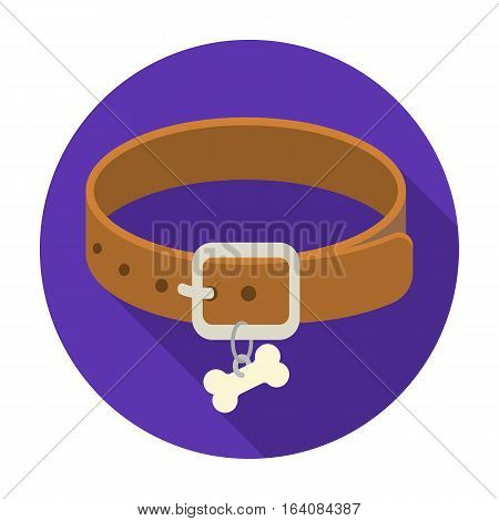 Dog collar icon in flat design isolated on white background. Veterinary clinic symbol stock vector illustration.