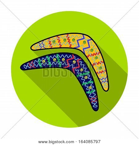 Australian boomerang icon in flat design isolated on white background. Australia symbol stock vector illustration.