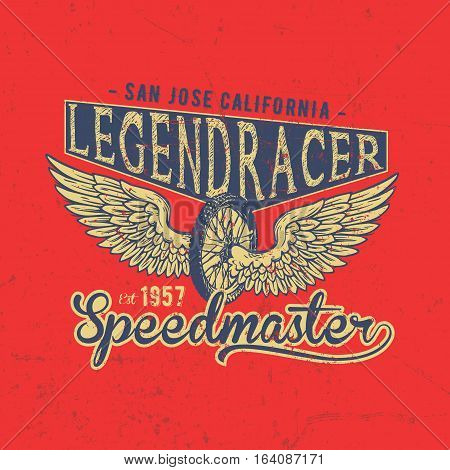Legend Motorcycles Club Vintage Racers T-Shirt Design. Easy to manipulate, re-size or colorize.