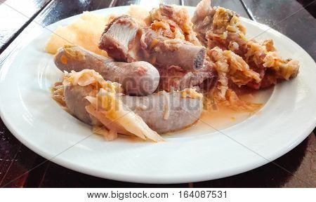 cassuela typical Italian dish with cabbage and pork