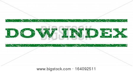 Dow Index watermark stamp. Text caption between horizontal parallel lines with grunge design style. Rubber seal green stamp with unclean texture. Vector ink imprint on a white background.
