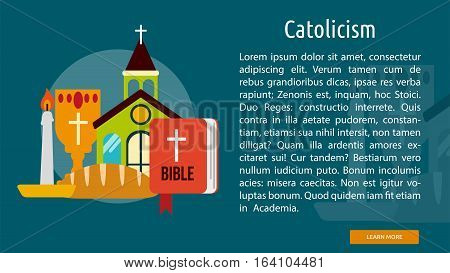 Catholicism Conceptual Banner | Great flat illustration concept icon and use for Religious, event, holiday, celebrate and much more.