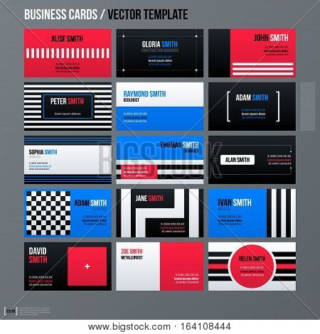 Set Of Business Cards Templates On Gray Background. Neutral Corporate Style.