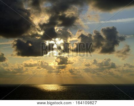 Beautiful cumulus cloud sunrise over the Atlantic Ocean