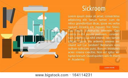 Sickroom Conceptual Banner | Great flat illustration concept icon and use for building, interior, furniture, architecture, and much more.