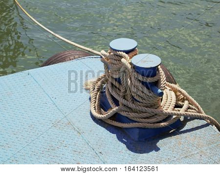Rope in har bour for design background.