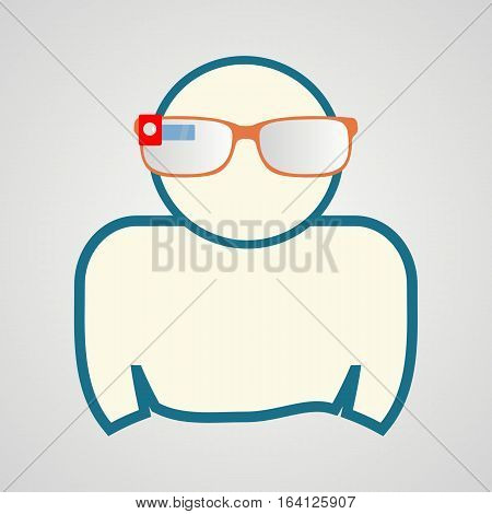 man with smart glasses. Communication technology. Vector illustration.