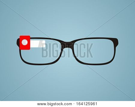 Smart glasses. Communication technology. Gray background.  Vector illustration.