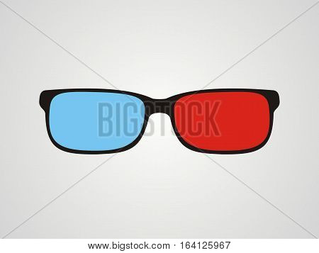 3d glasses. red and blue glass. vector illustration.