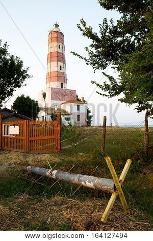 The lighthouse at Cape Shabla on the Black Sea Coast in Bulgaria the oldest and highest in Bulgaria built during the Crimea War and a popular historic landmark architecture travel and tourism concept