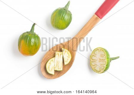 African Eggplant. Brazilian Jilo isolated on white background