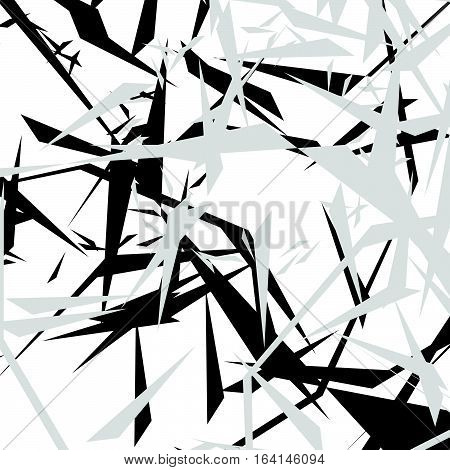 Geometric Edgy Rough Pattern. Abstract Black And White Art.
