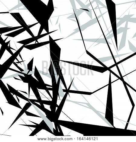 Geometric Edgy Rough Pattern. Abstract Black And White Art.