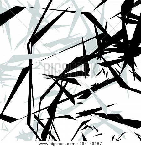Geometric Edgy Rough Pattern. Abstract Black And White Art.
