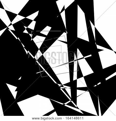 Geometric Edgy Rough Pattern. Abstract Black And White Art.