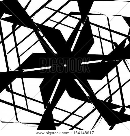 Geometric Edgy Rough Pattern. Abstract Black And White Art.