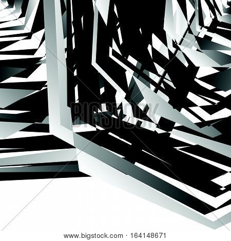 Geometric Edgy Rough Pattern. Abstract Black And White Art.