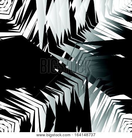 Geometric Edgy Rough Pattern. Abstract Black And White Art.