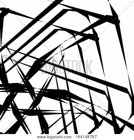 Geometric Edgy Rough Pattern. Abstract Black And White Art.