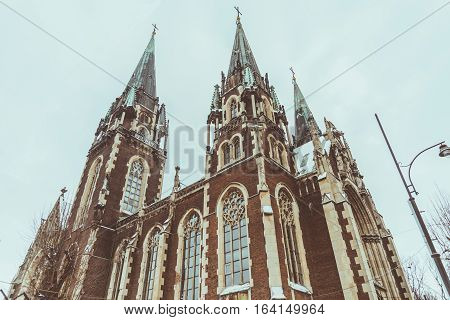 Gothic Church In Cold Winter Day