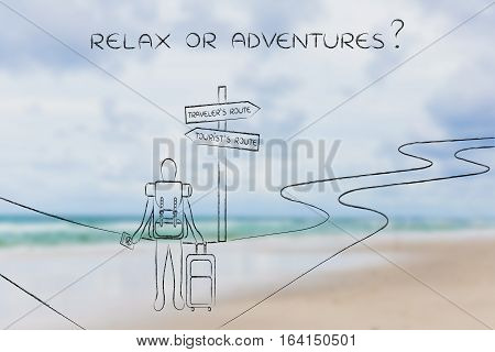 Traveler Or Tourist: Person With Backpack And Bag At Crosspath