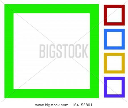 Simple, Basic Frame / Border Icons Isolated On White In 5 Color