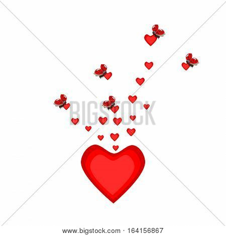 Heart valentines day card ladybugs vector illustration