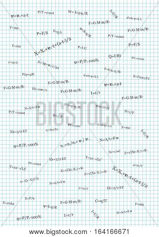 The formulas theorems and axioms on the notebook sheet in the box