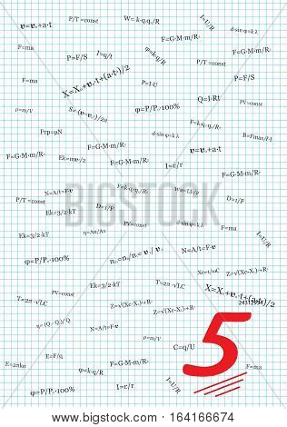 The formulas theorems and axioms on the notebook sheet in the box