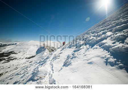 Winter in the mountains national park. Snowy and sunny