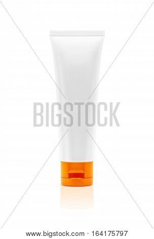 blank packaging cosmetic plastic tube isolated on white background with clipping path ready for product design