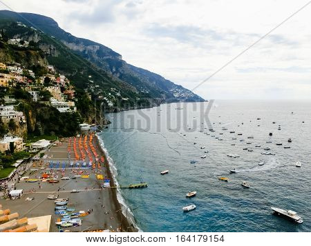 Positano at Italy along the stunning Amalfi Coast.