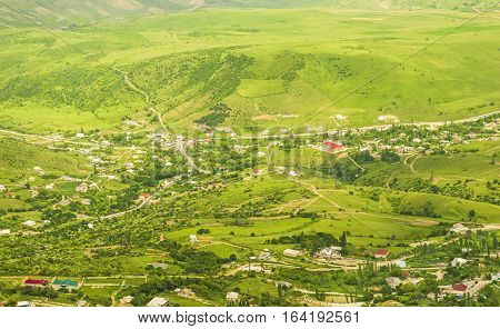 Azerbaijan Galaalty view of the village from a height of 1700m