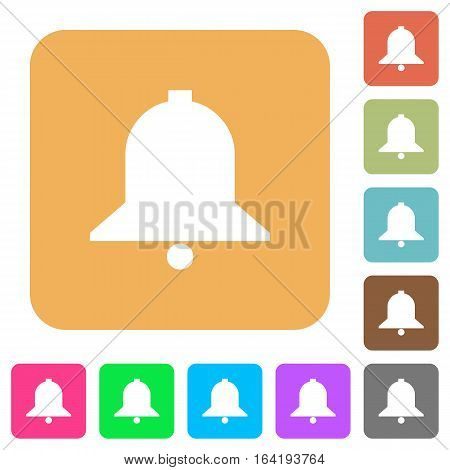 Bell flat icons on rounded square vivid color backgrounds.