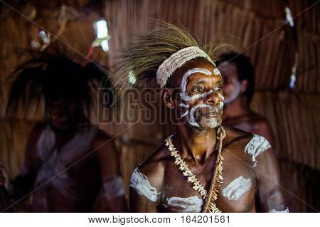 Youw Village, Atsy District, Asmat Region, Irian Jaya, New Guinea, Indonesia - May 23, 2016: Portrai