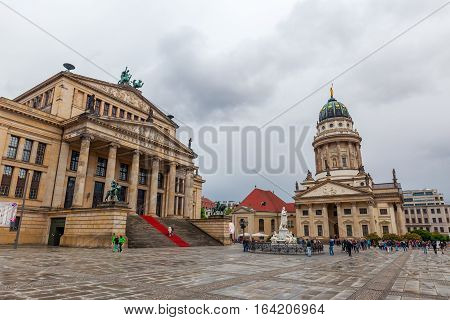 Gendarmenmarkt With Konzerthaus And French Cathedral In Berlin