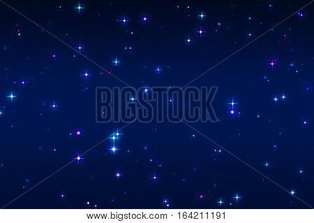 background and texture with colorful and blue stars on blue