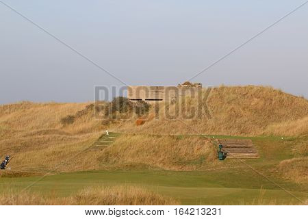 World War 2 concrete pill box at Camber Sands
