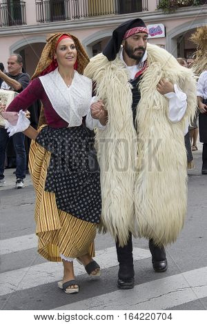 QUARTU S.E. ITALY - 15 September 2013: Grape Festival in honor of the celebration of St. Helena - Sardegna- parade of folk group Sant'Agata di Santadi