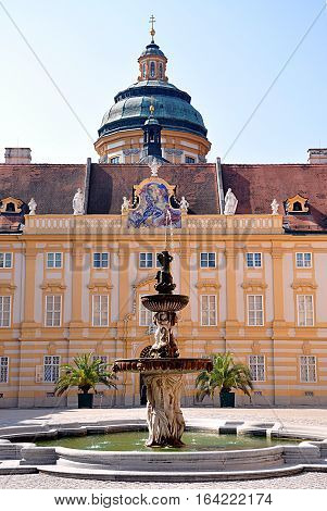 old Catholic monastery and the town of Melk, Austria, Europe