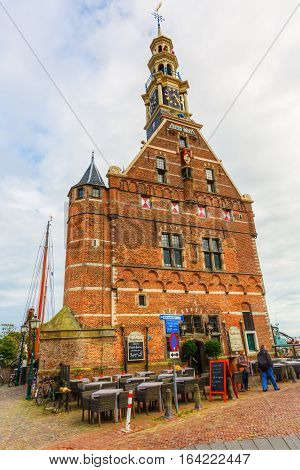 Historical Hoofdtoren At The Harbor Of Hoorn, Netherlands