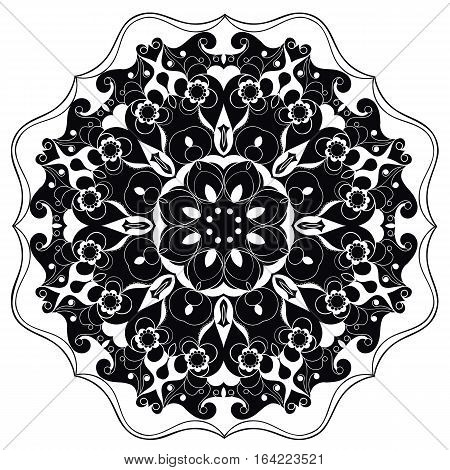 Decorative round ornate mandala for print or web design. Mandala abstract background. Invitation, wedding card, national design. Vector illustration EPS 10.
