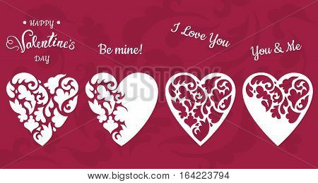 Set of white hearts.Vector illustration EPS 10.