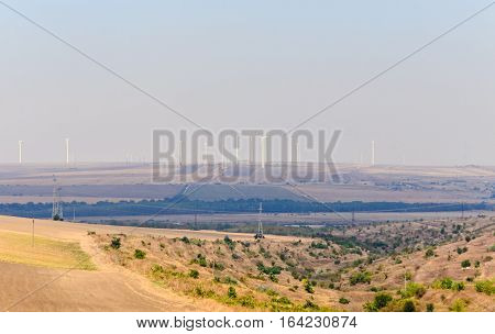 Eolian Field And Wind Turbines Farm, Countryside