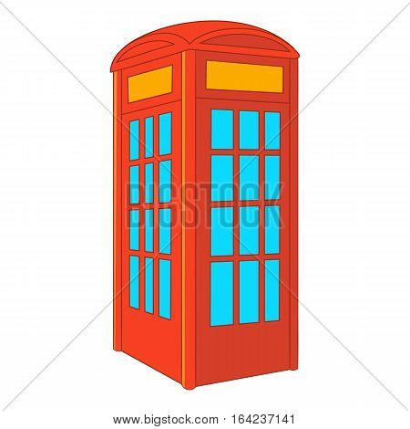 Red telephone box icon. Cartoon illustration of red telephone box vector icon for web design