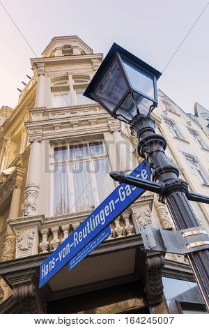 Street Name Sign In The Old Town Of Aachen, Germany