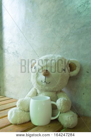 little bear and cup give coffee to you every morning