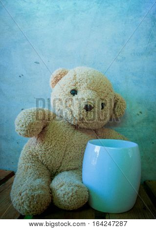 little bear and cup give coffee to you every morning